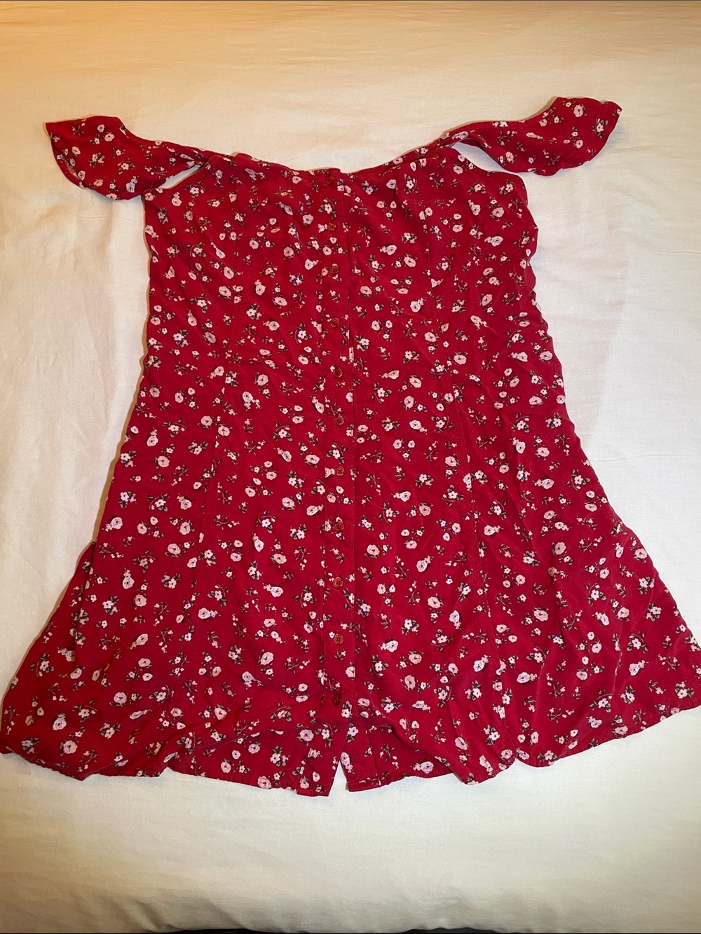 Mossimo Supply Co. Red Ditsy Floral Button-Front Mini Dress XL Cottagecore